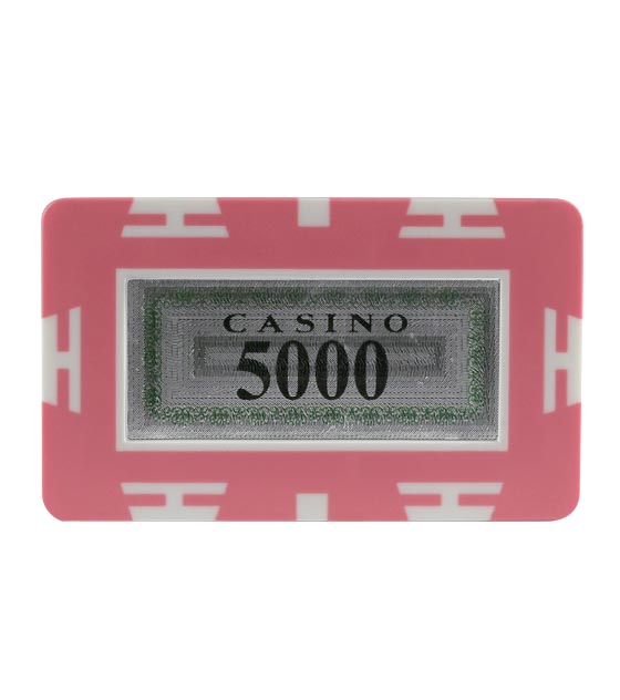 Rectangle Poker Chip with Value - 5000, Pink